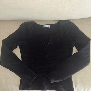 Hollister Black Ribbed Long Sleeve Blouse